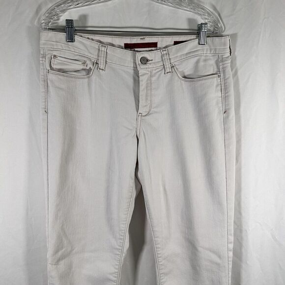 Banana Republic Jeans Women's 12 White Denim Skinny Mid Rise Cotton Blend - Picture 2 of 11